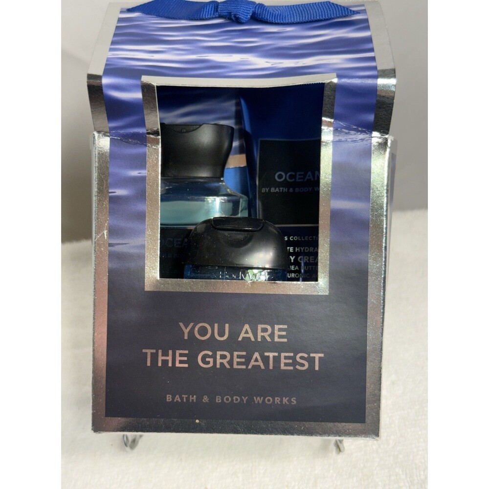 BATH & BODY WORKS MEN'S TRAVEL GIFT SET BODY CREAM WASH SANITIZER OCEAN NEW
